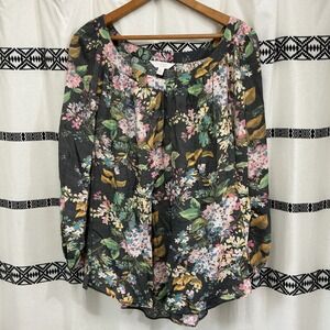 Lauren Conrad Floral‎ Blouse Long Sleeve Lightweight Top XL